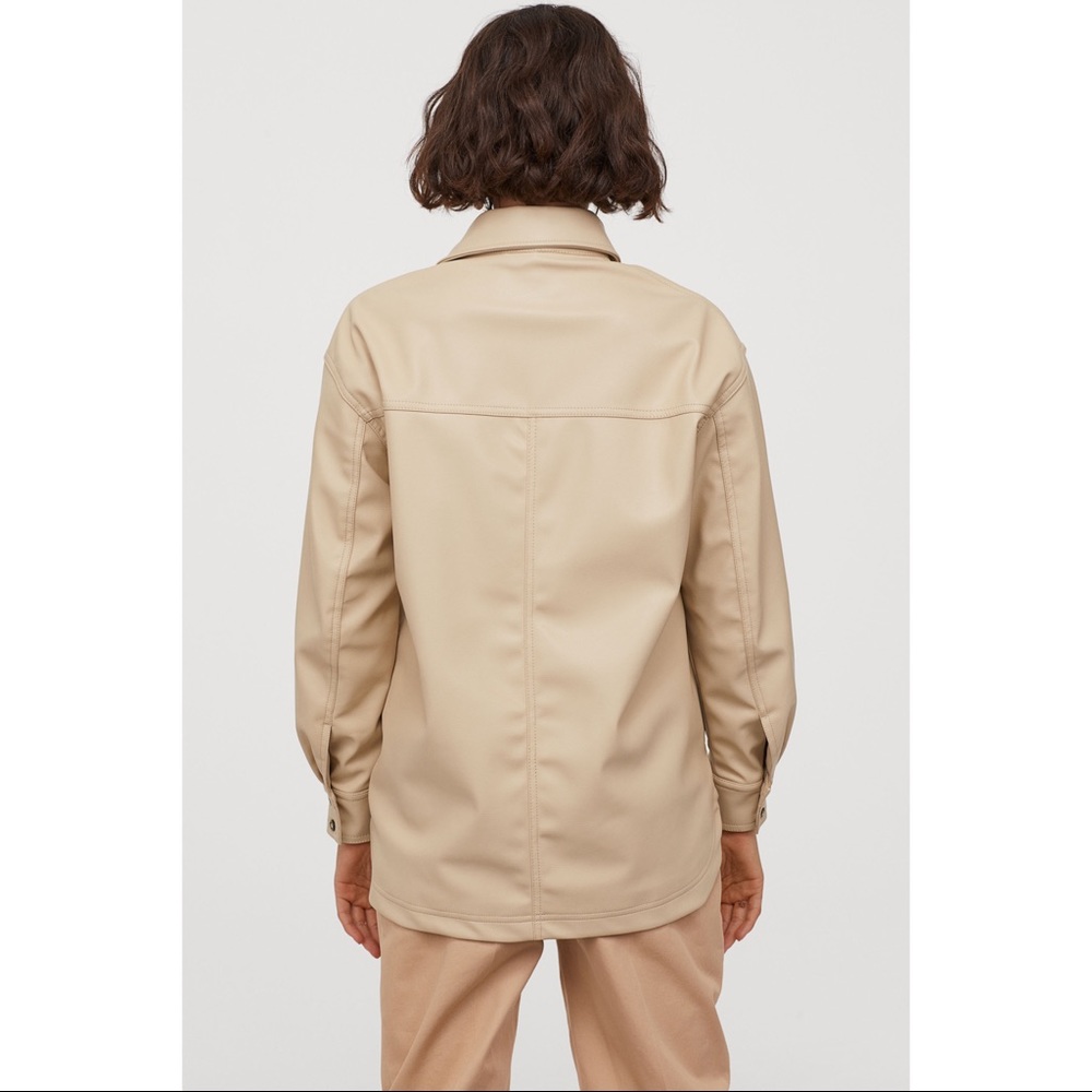 H&M Beige Faux Leather Shirt Jacket - Picture 4 of 6